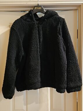 Marc New York Black Teddy Sherpa Zip-Up Hooded Jacket • 2X